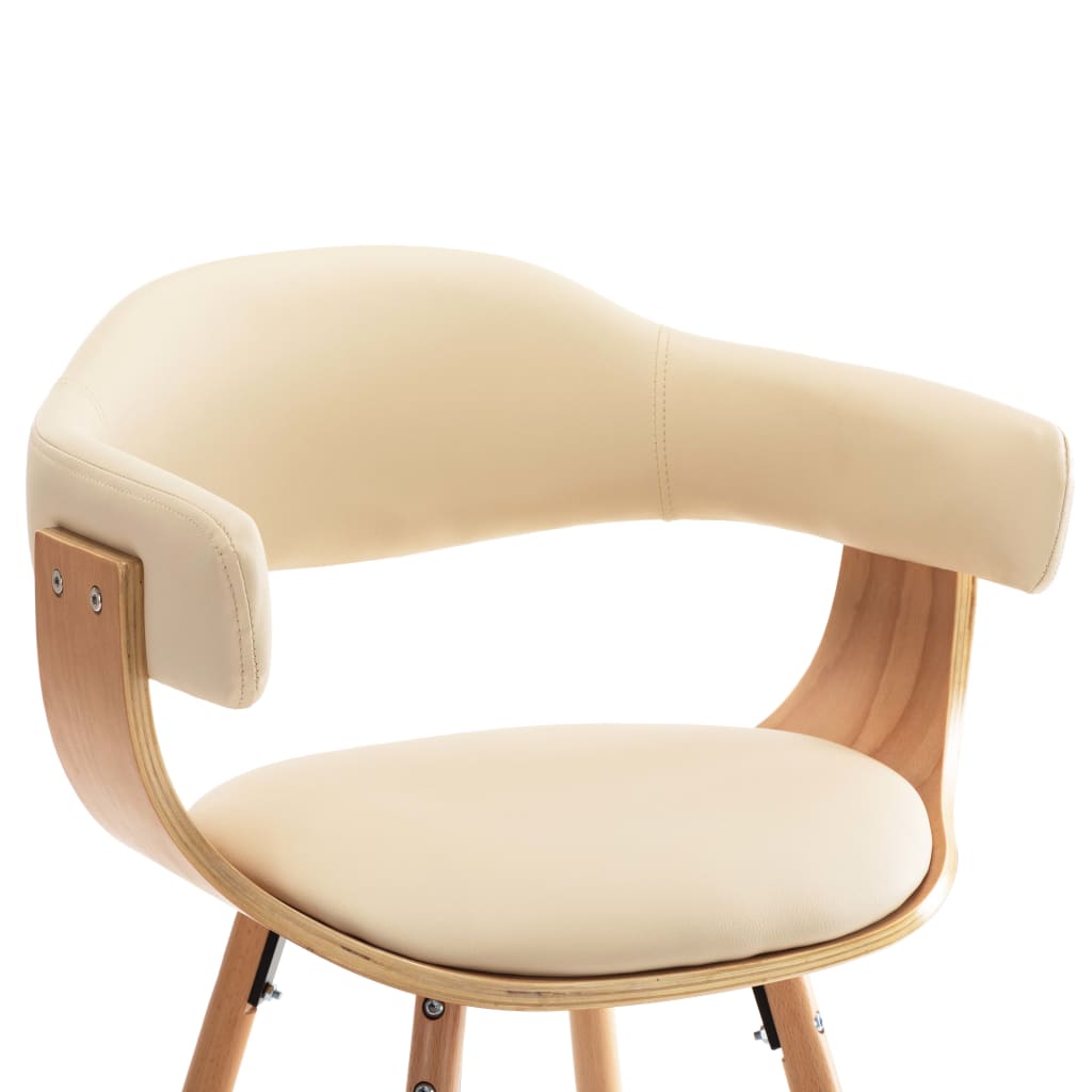 vidaXL Cadeiras de jantar 6 pcs couro artificial creme madeira curvada