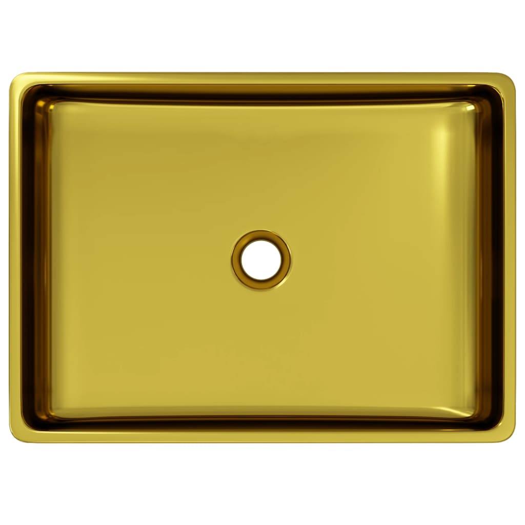 vidaXL Lavatório 41x30x12 cm cerâmica dourado