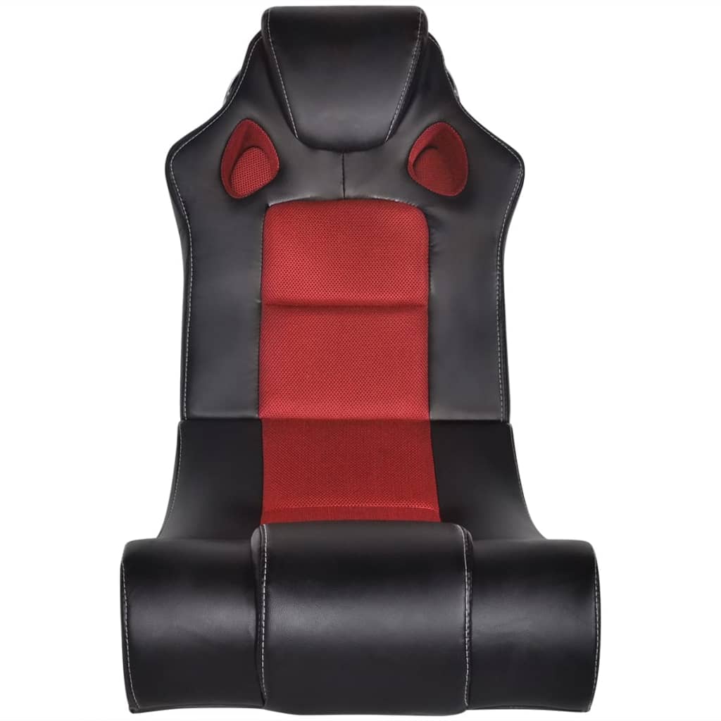 vidaXL Cadeira de balanço musical de couro artificial preto vermelho