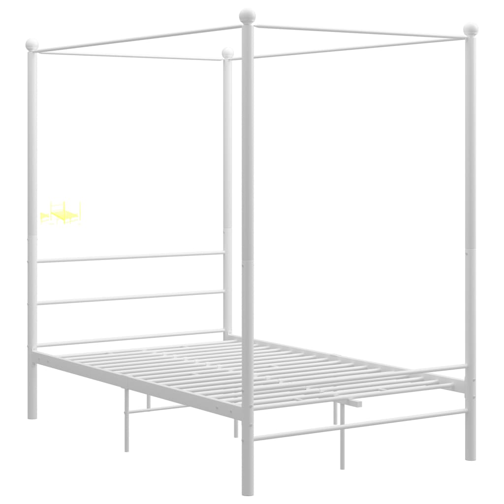 vidaXL Estrutura de cama com dossel 140x200 cm metal branco