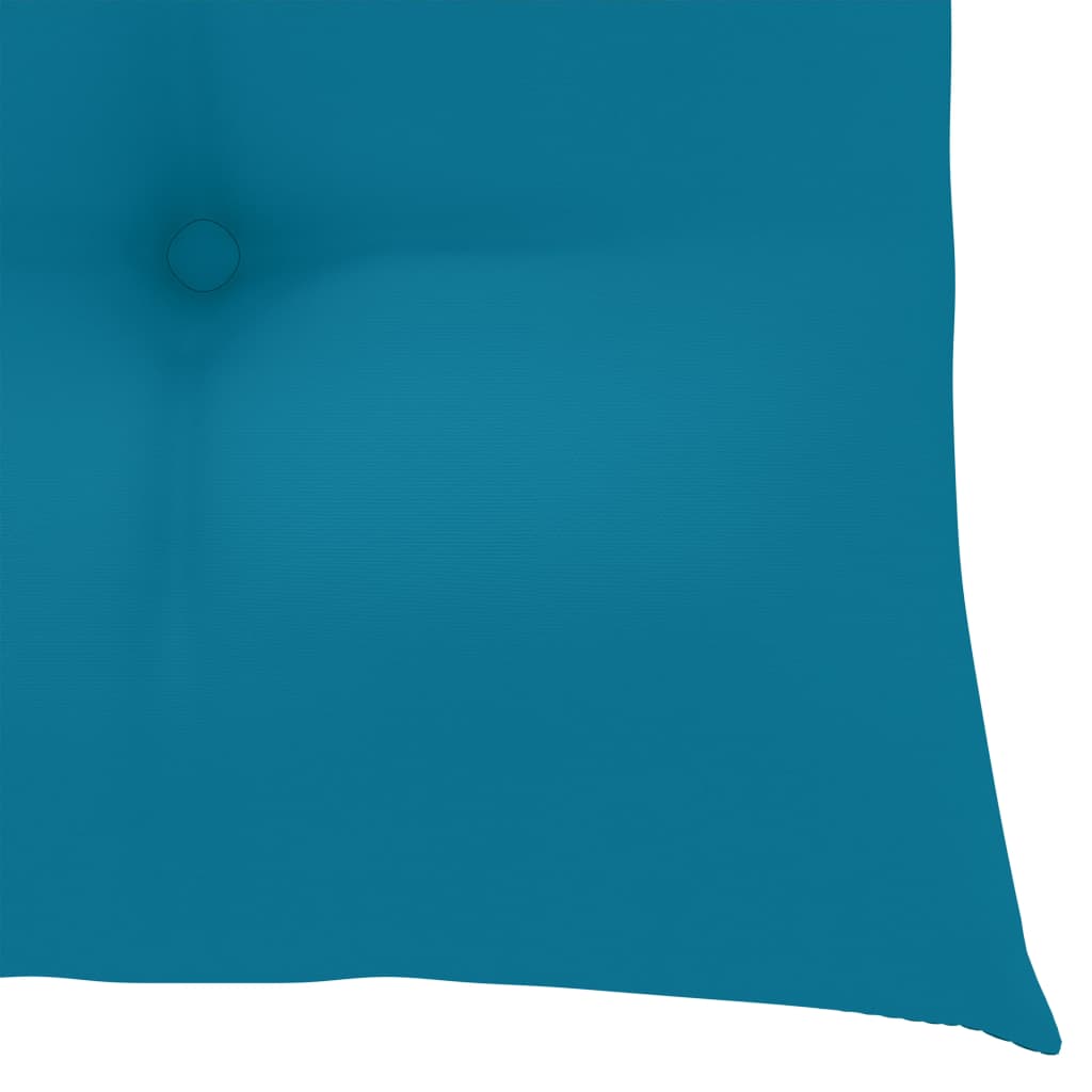 vidaXL Cadeira de baloiço com almofadão azul-claro teca maciça