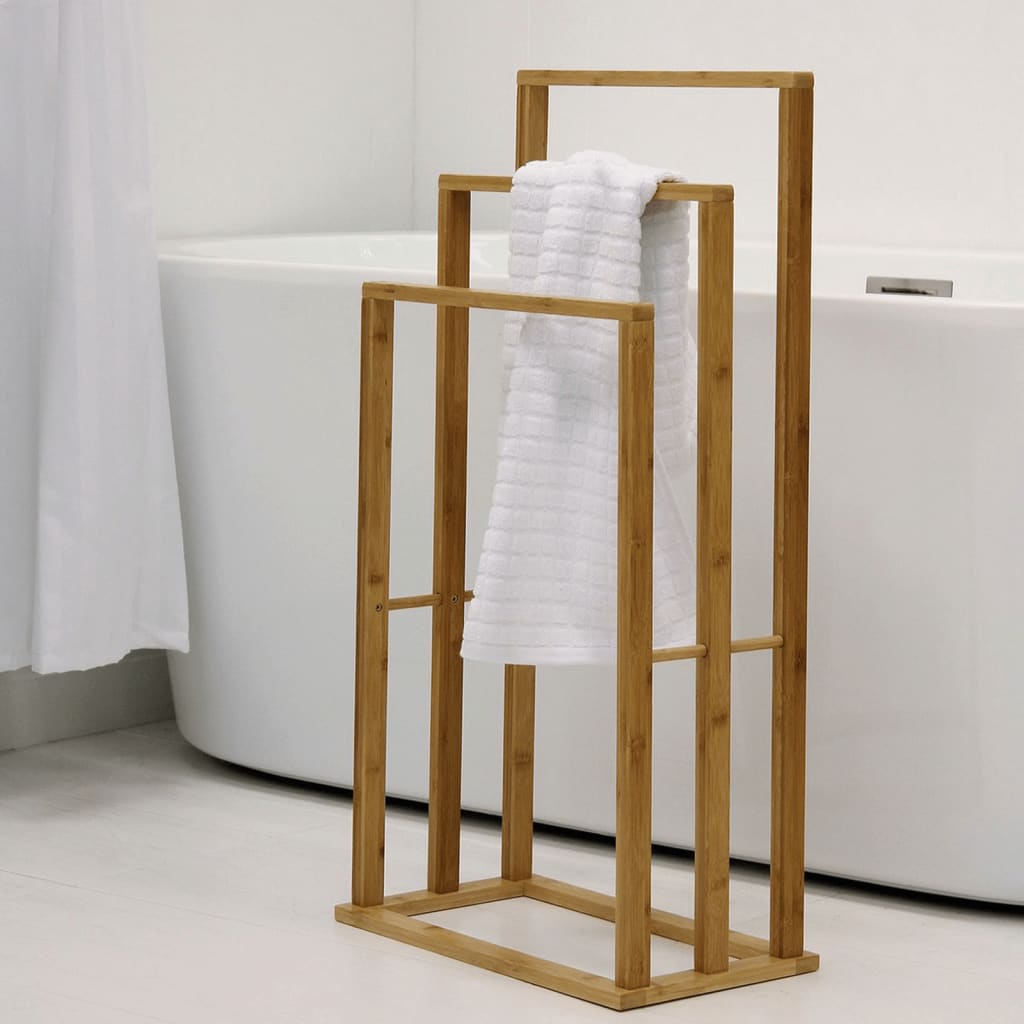 Bathroom Solutions Toalheiro de bambu com 3 varões
