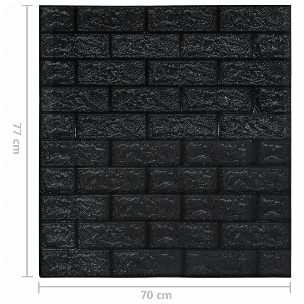 vidaXL Papel de parede 3D autoadesivo tijolos 20 pcs preto