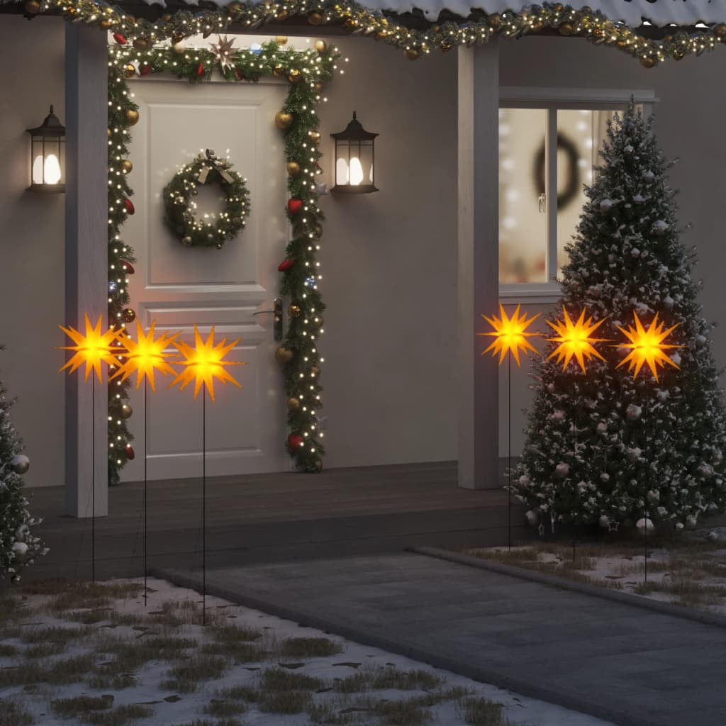 vidaXL Luzes de Natal com espigões 3 pcs LED dobrável 35 cm amarelo