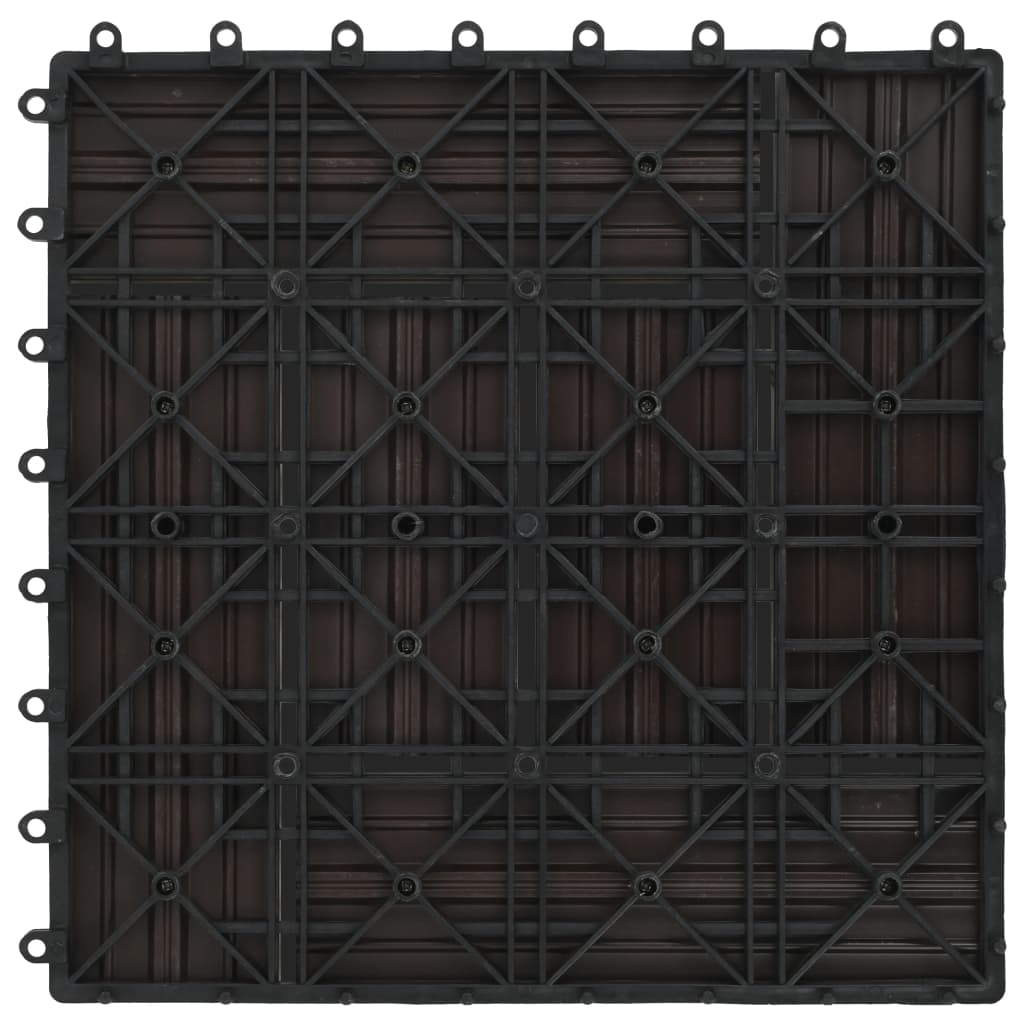 vidaXL Ladrilhos de pavimento 11 pcs WPC 1m² 30x30 cm castanho escuro