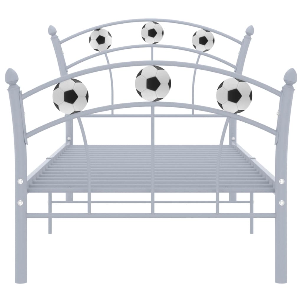 vidaXL Estrutura de cama com design de futebol 90x200 cm metal cinza