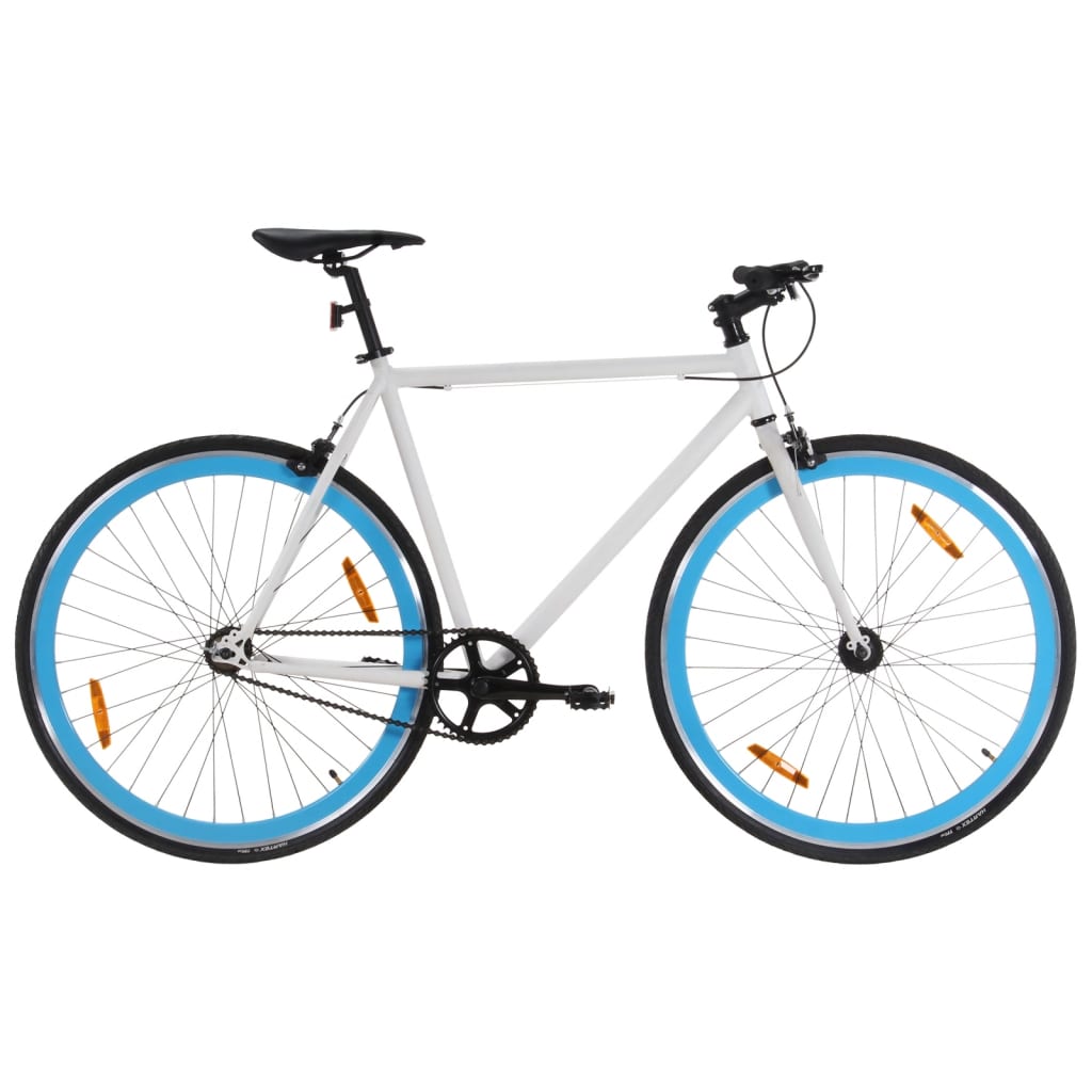 vidaXL Bicicleta de mudanças fixas 700c 55 cm branco e azul