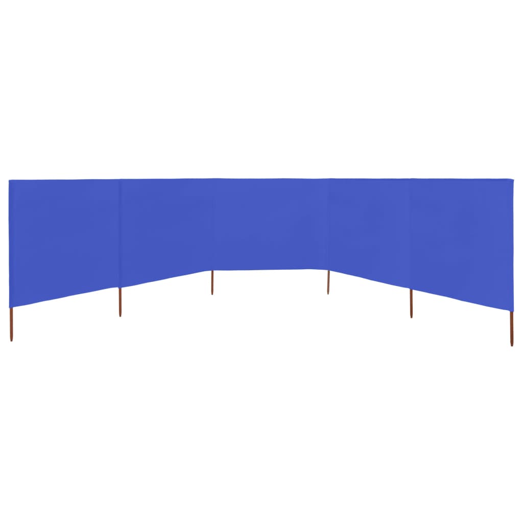 vidaXL Para-vento com 5 painéis em tecido 600x80 cm azul-ciano