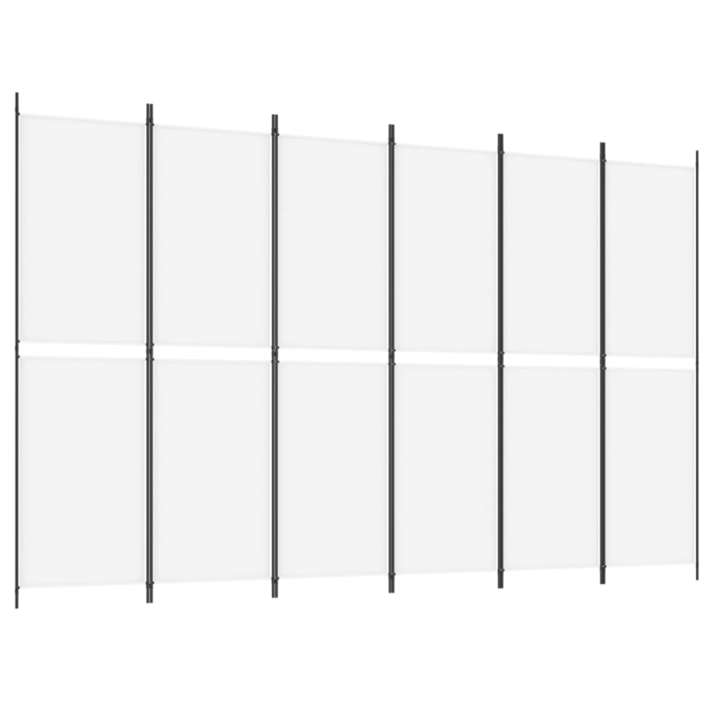 vidaXL Biombo com 6 painéis 300x200 cm tecido branco