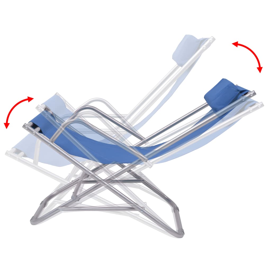 vidaXL Cadeiras de jardim reclináveis 2 pcs aço azul