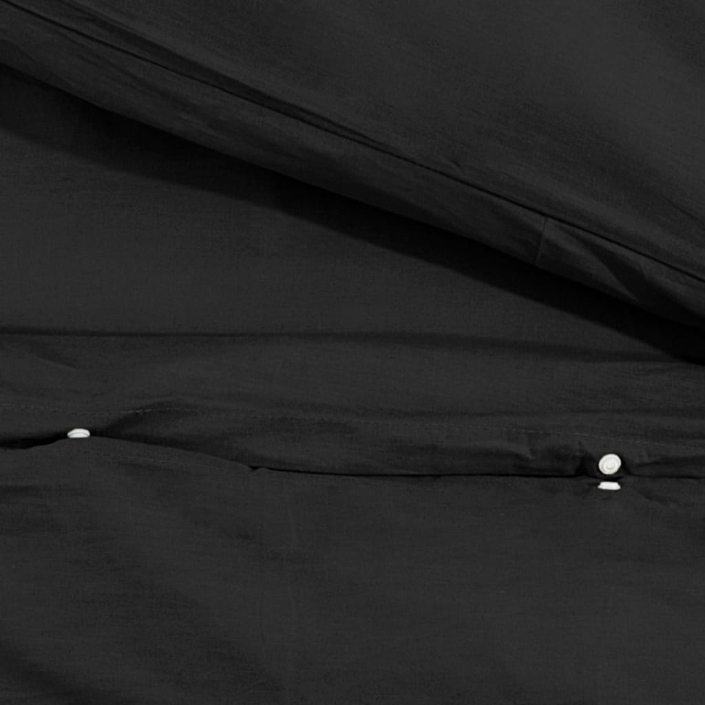 vidaXL Conjunto de capa de edredão 135x200 cm algodão preto