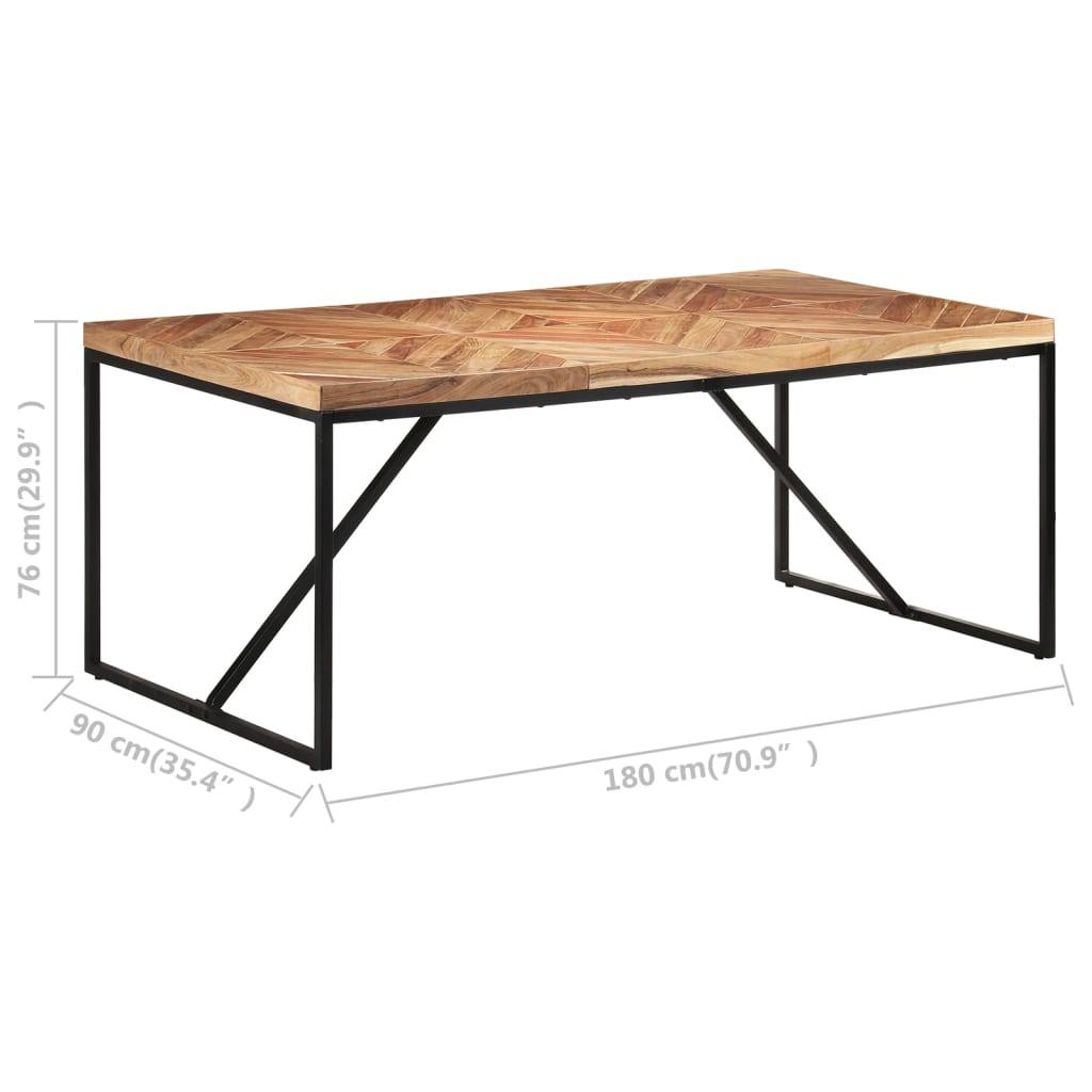 vidaXL Mesa de jantar 180x90x76 cm madeira acácia maciça e mangueira
