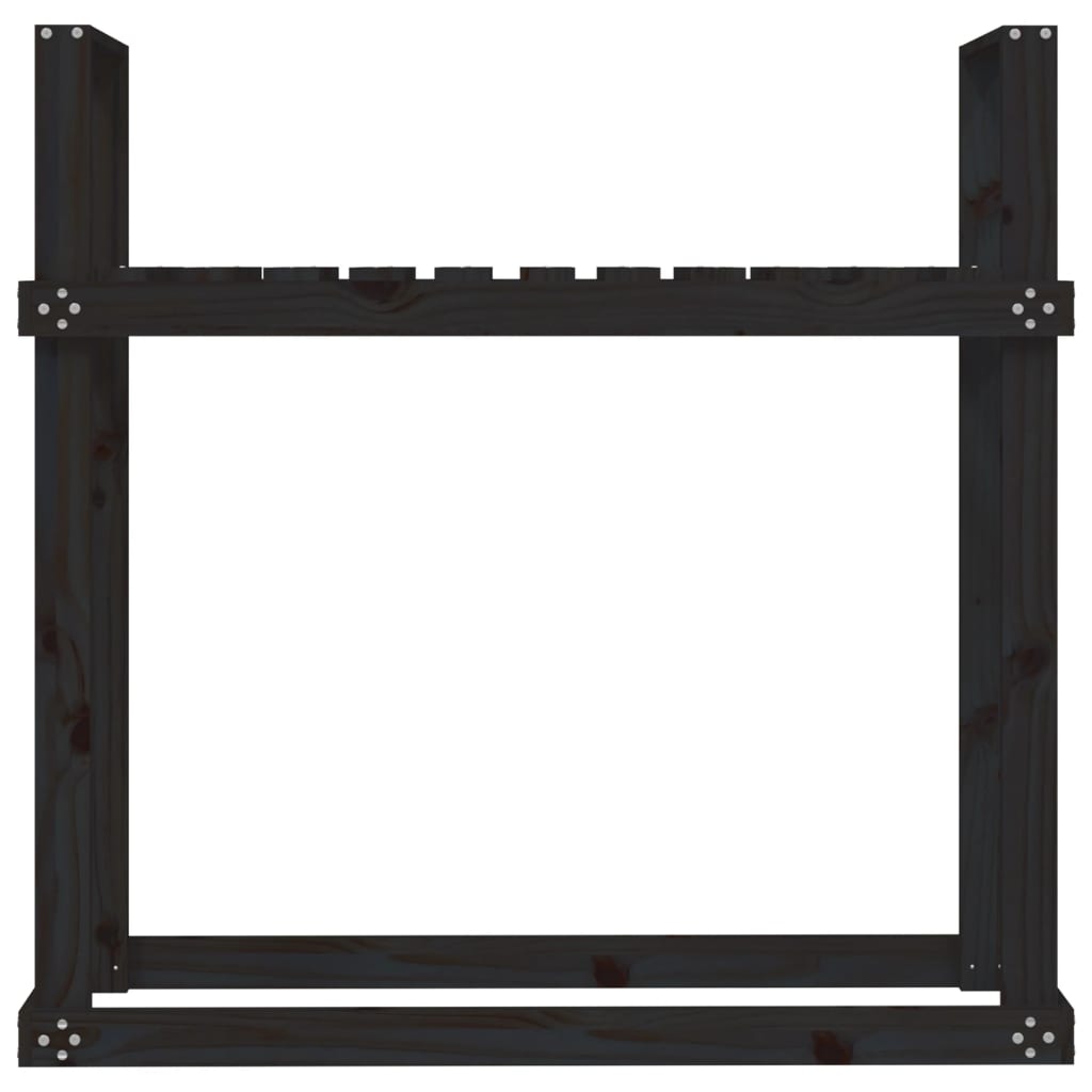 vidaXL Suporte para lenha 110x35x108,5 cm pinho maciço preto
