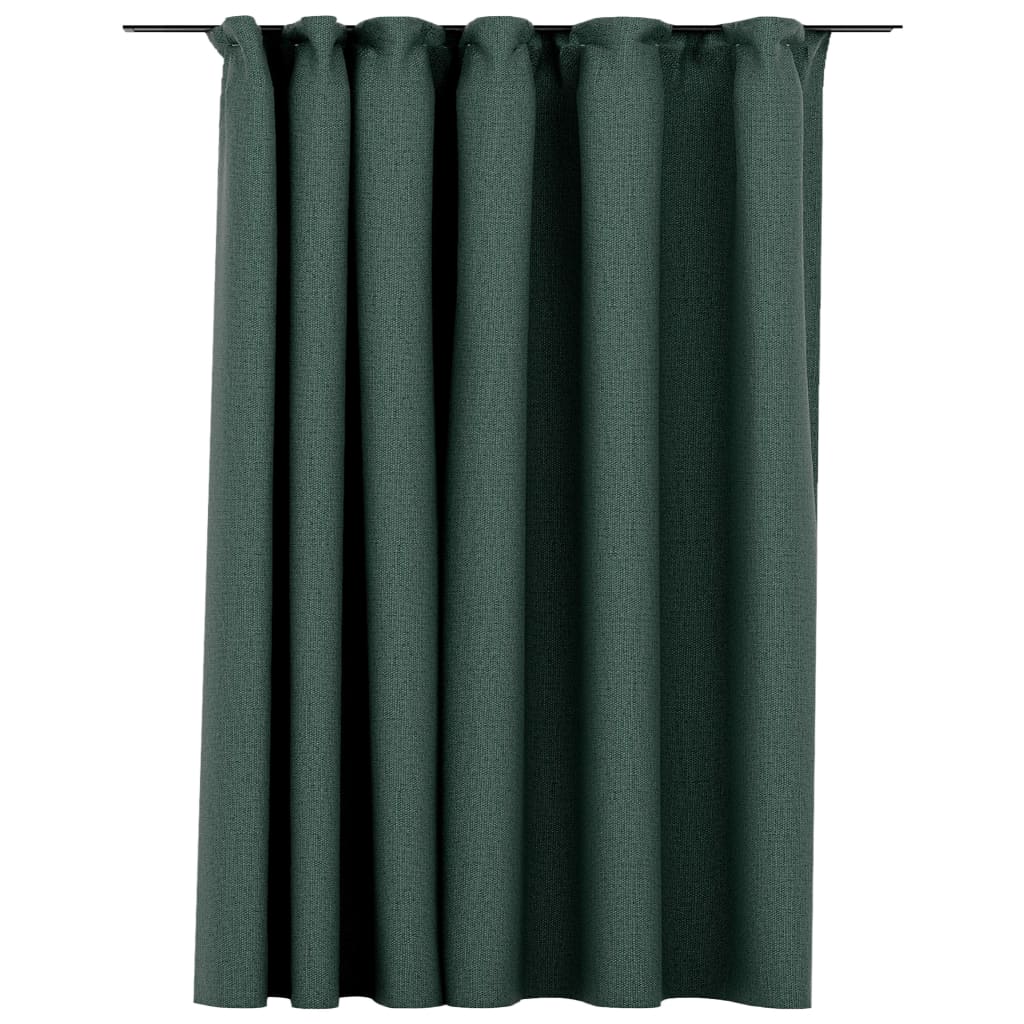 vidaXL Cortinas opacas aspeto linho com ganchos 290x245 cm verde