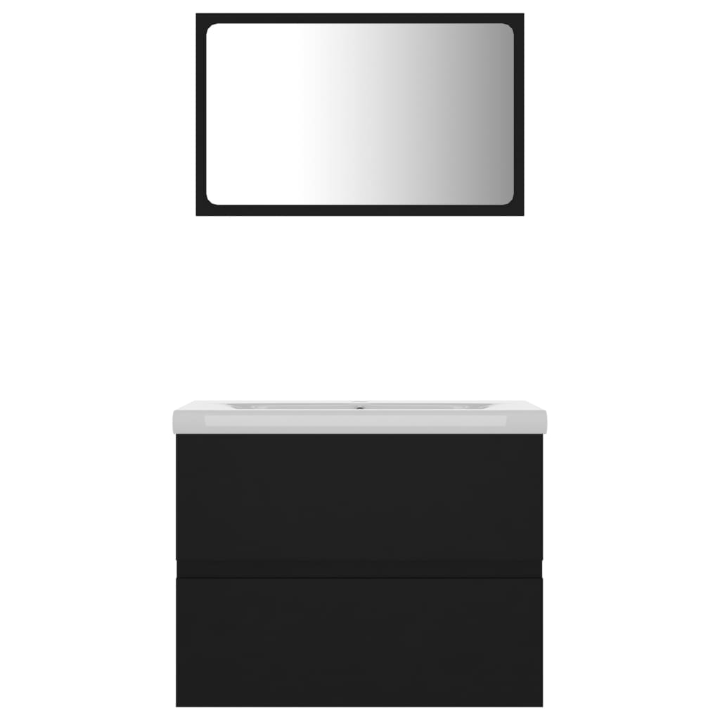 vidaXL Conjunto de móveis de casa de banho contraplacado preto