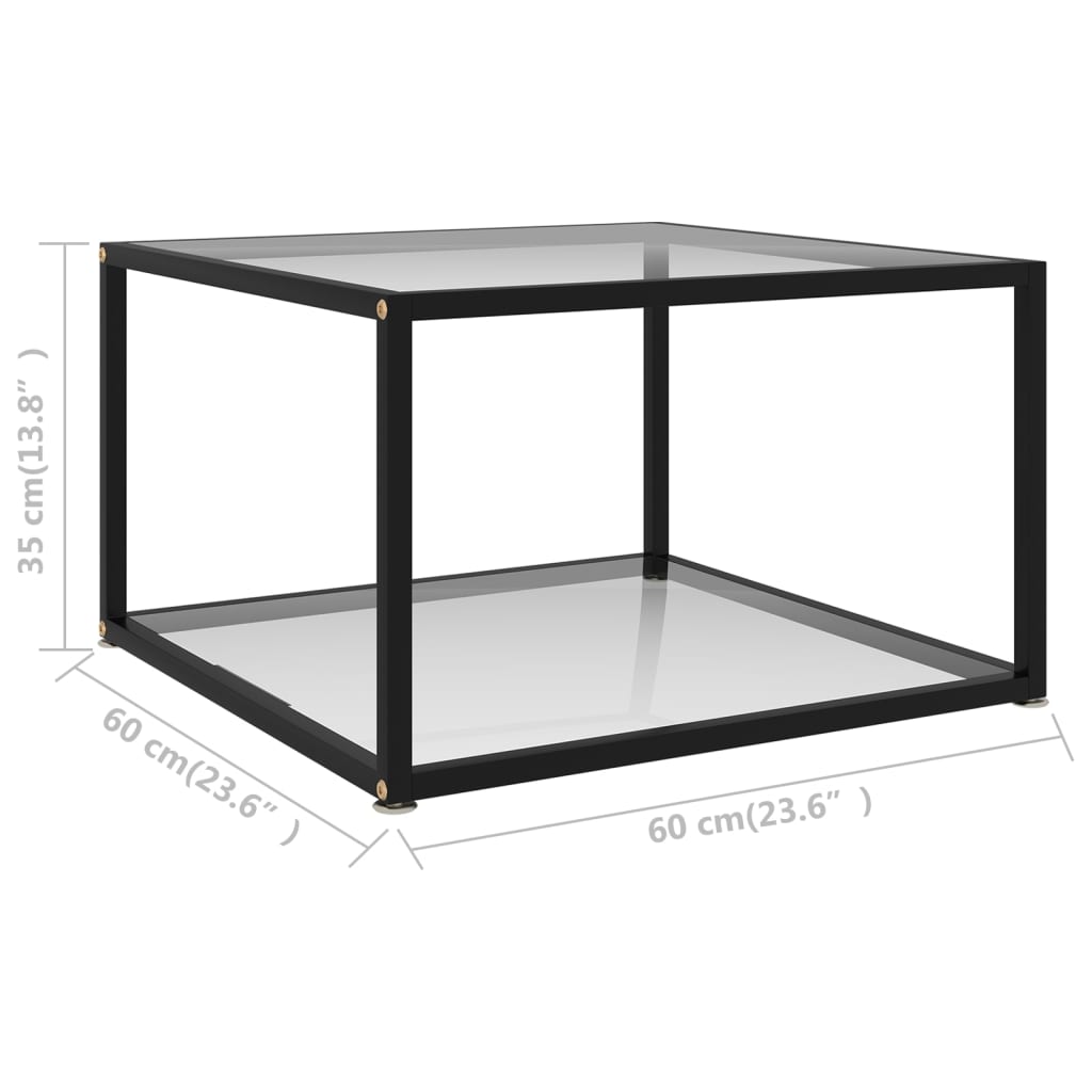 vidaXL Mesa de centro 60x60x35 cm vidro temperado transparente