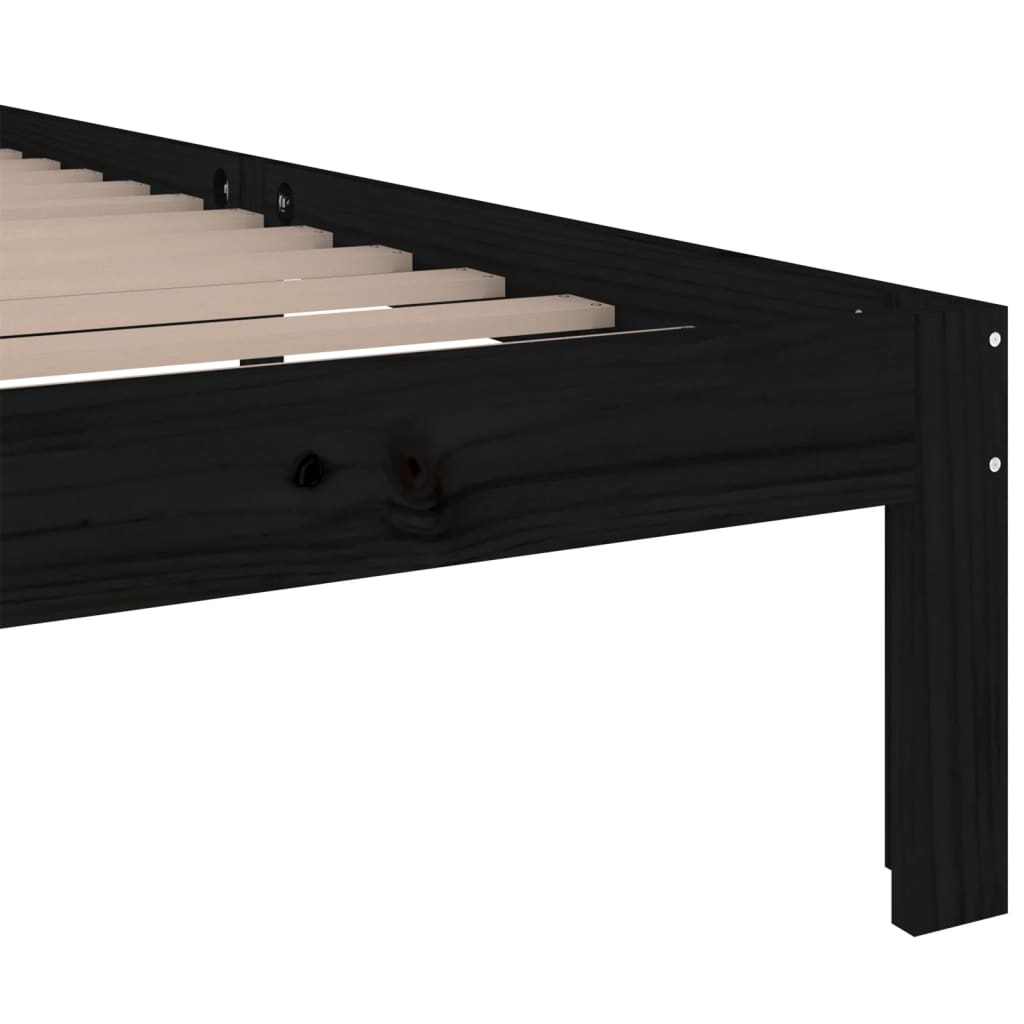 vidaXL Estrutura de cama 100x200 cm madeira maciça preto