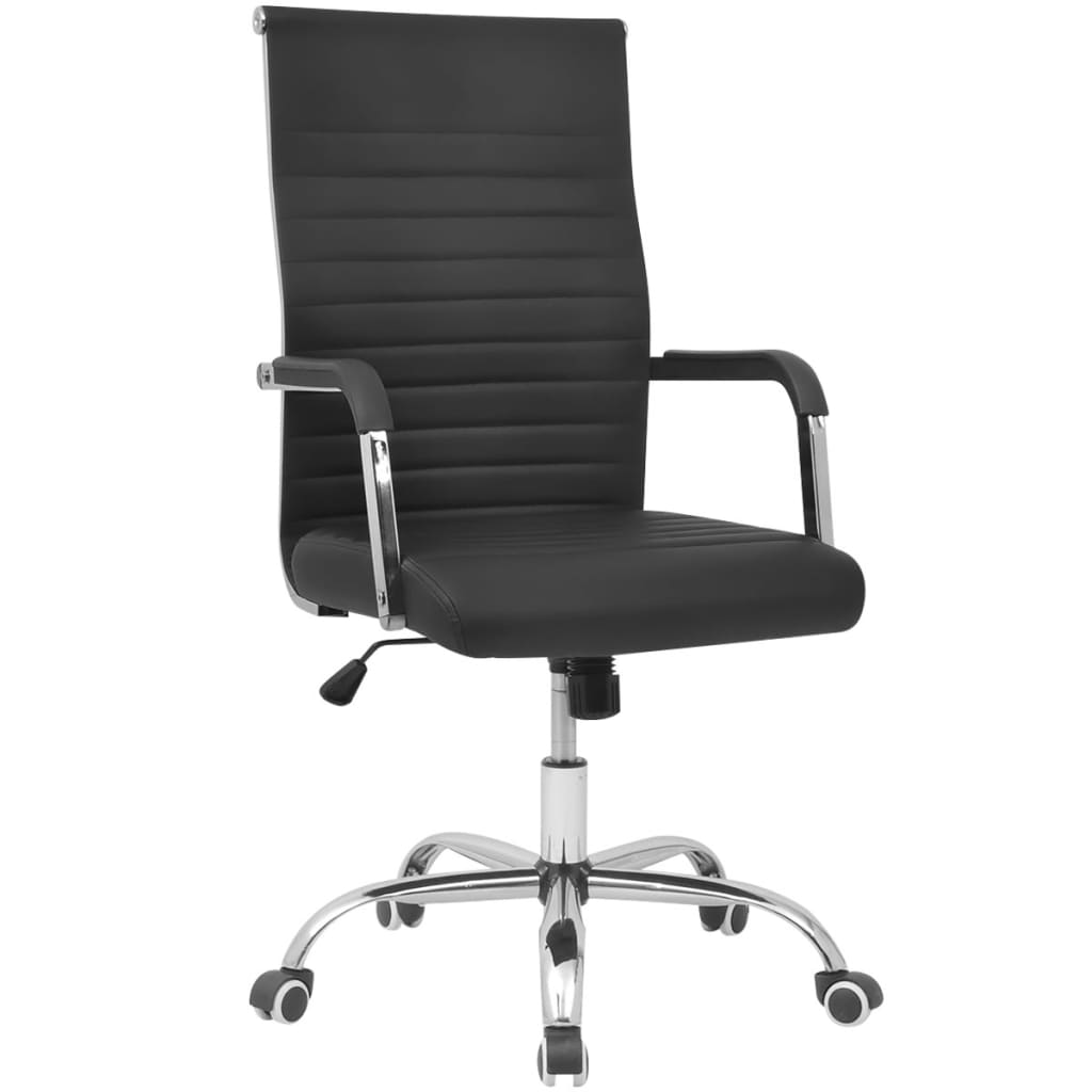 vidaXL Cadeira de escritório em couro artificial 55 x 63 cm preto