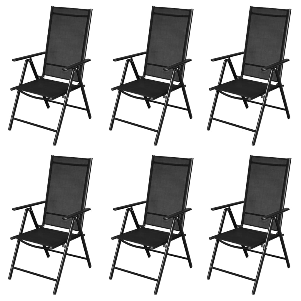 vidaXL Cadeiras de jardim dobráveis 9 pcs alumínio preto