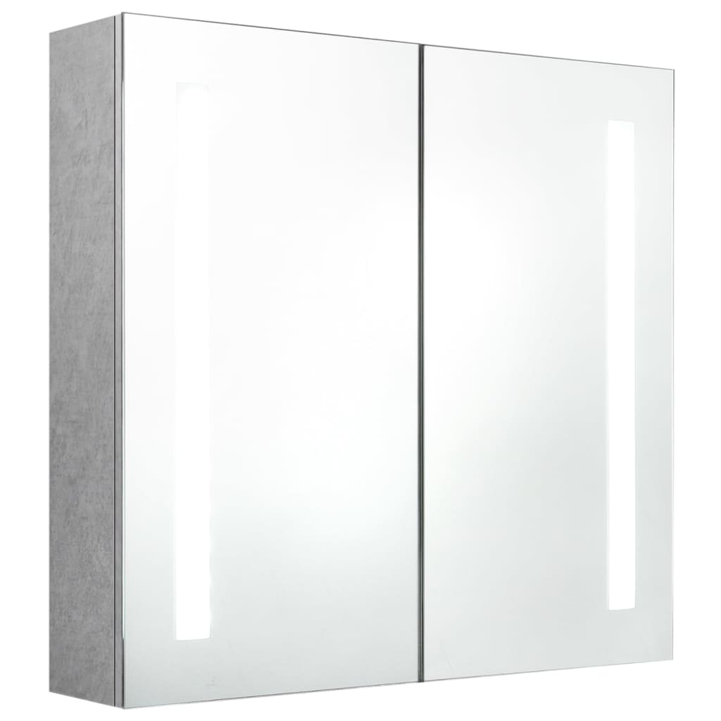 vidaXL Armário espelhado casa de banho LED 62x14x60cm cinzento cimento