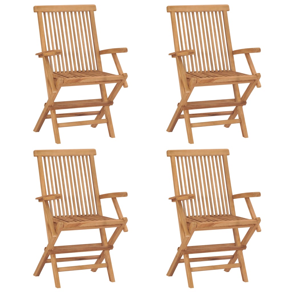 vidaXL Cadeiras de jardim c/ almofadões azuis-claros 4 pcs teca maciça