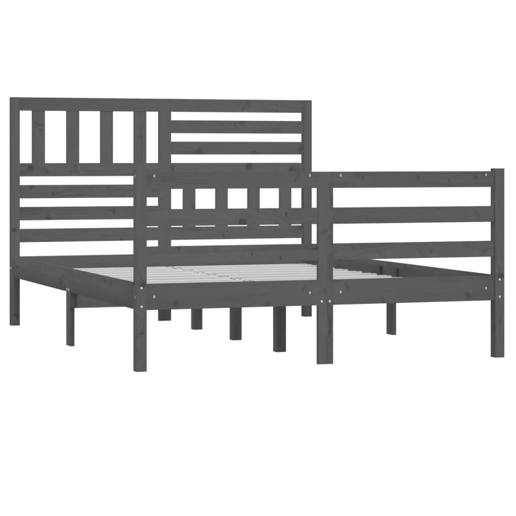 vidaXL Estrutura de cama 140x200 cm madeira maciça cinzento