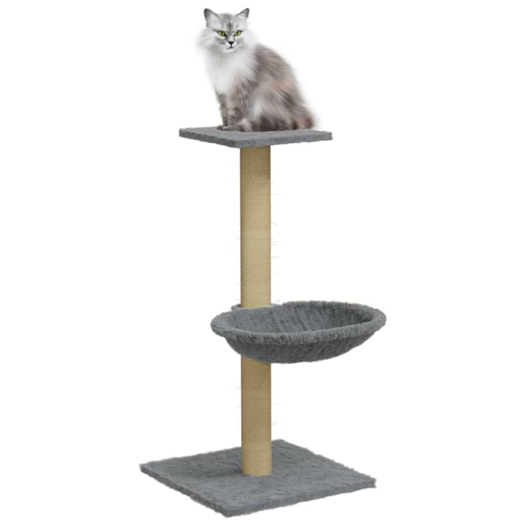 vidaXL Árvore para gatos com poste arranhador sisal 74 cm cinzento