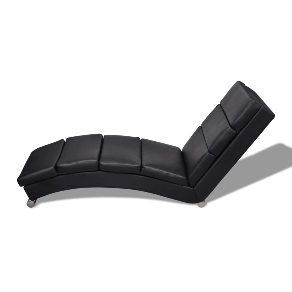 vidaXL Chaise longue couro artificial preto