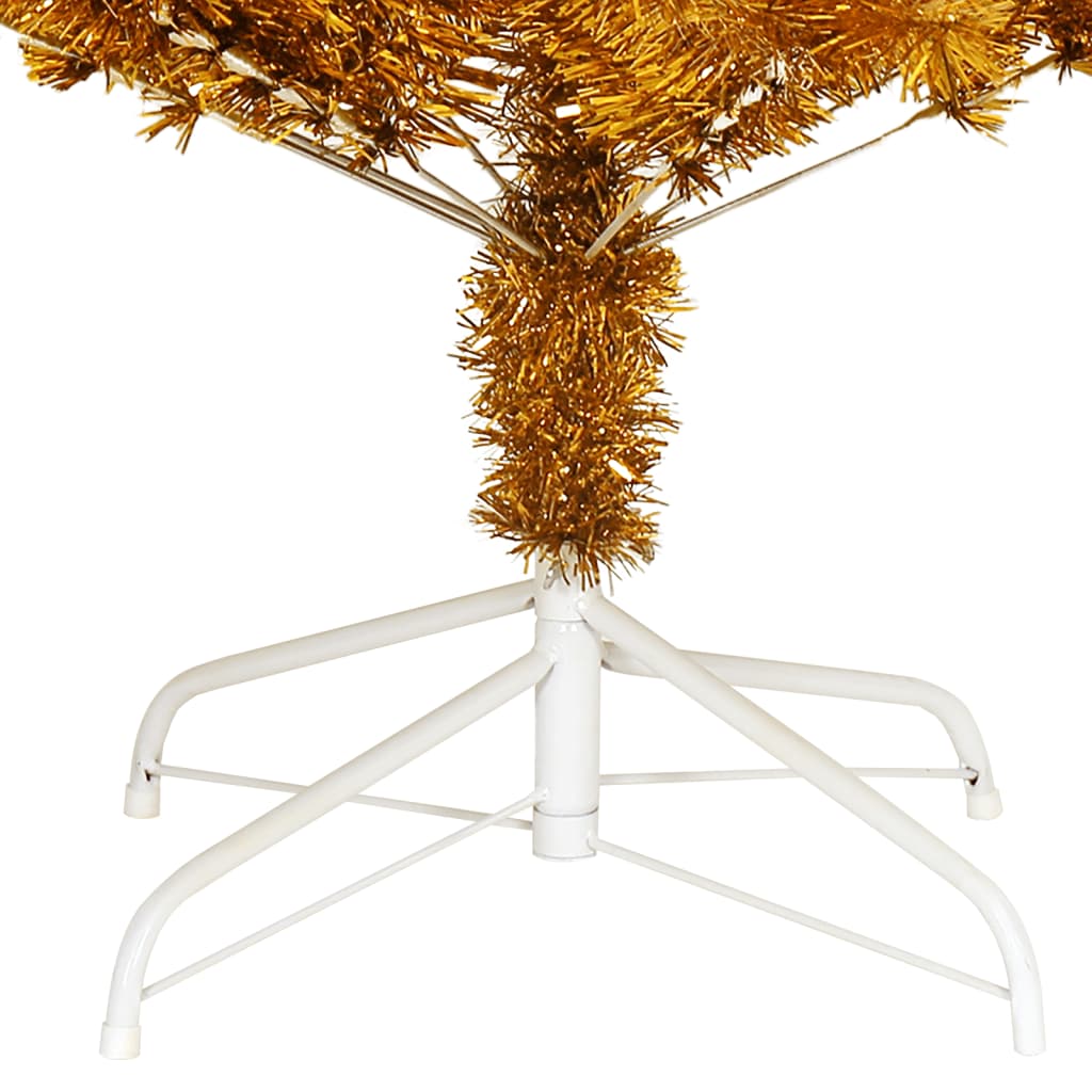 vidaXL Árvore de Natal artificial com suporte 210 cm PET dourado