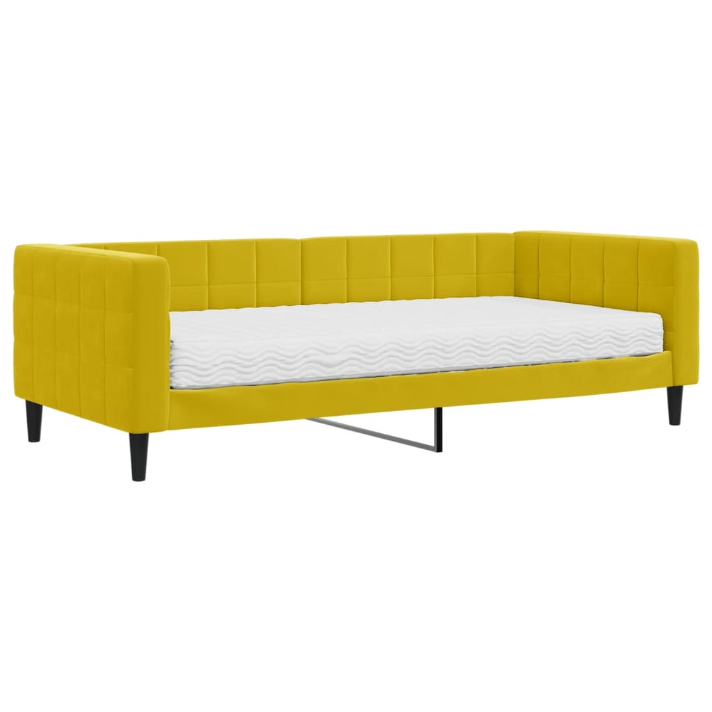 vidaXL Sofá-cama com colchão 90x200 cm veludo amarelo