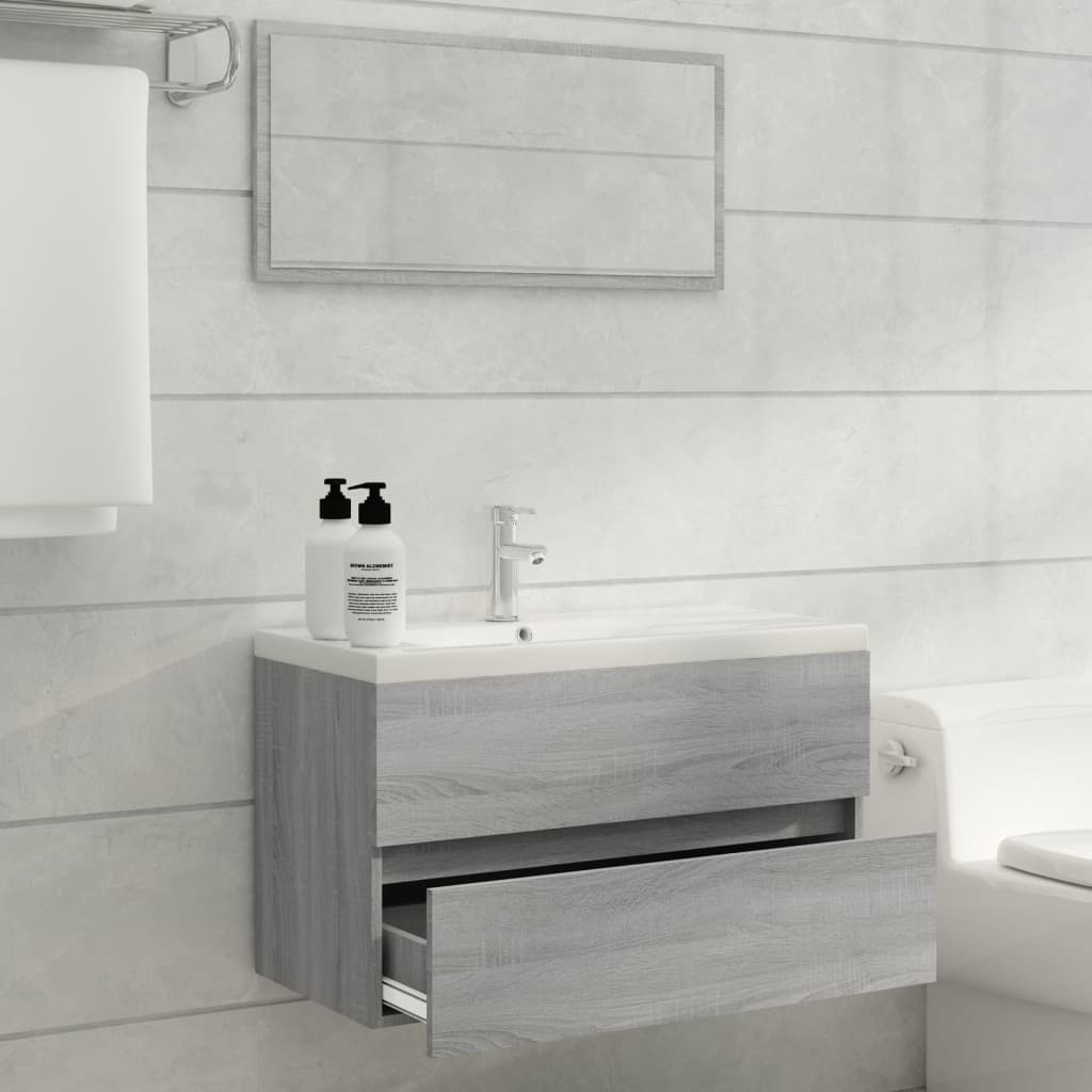vidaXL 2 pcs conjunto móveis WC derivados de madeira sonoma cinza