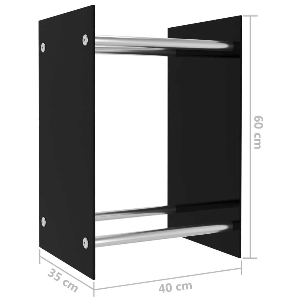 vidaXL Suporte para lenha 40x35x60 cm vidro preto