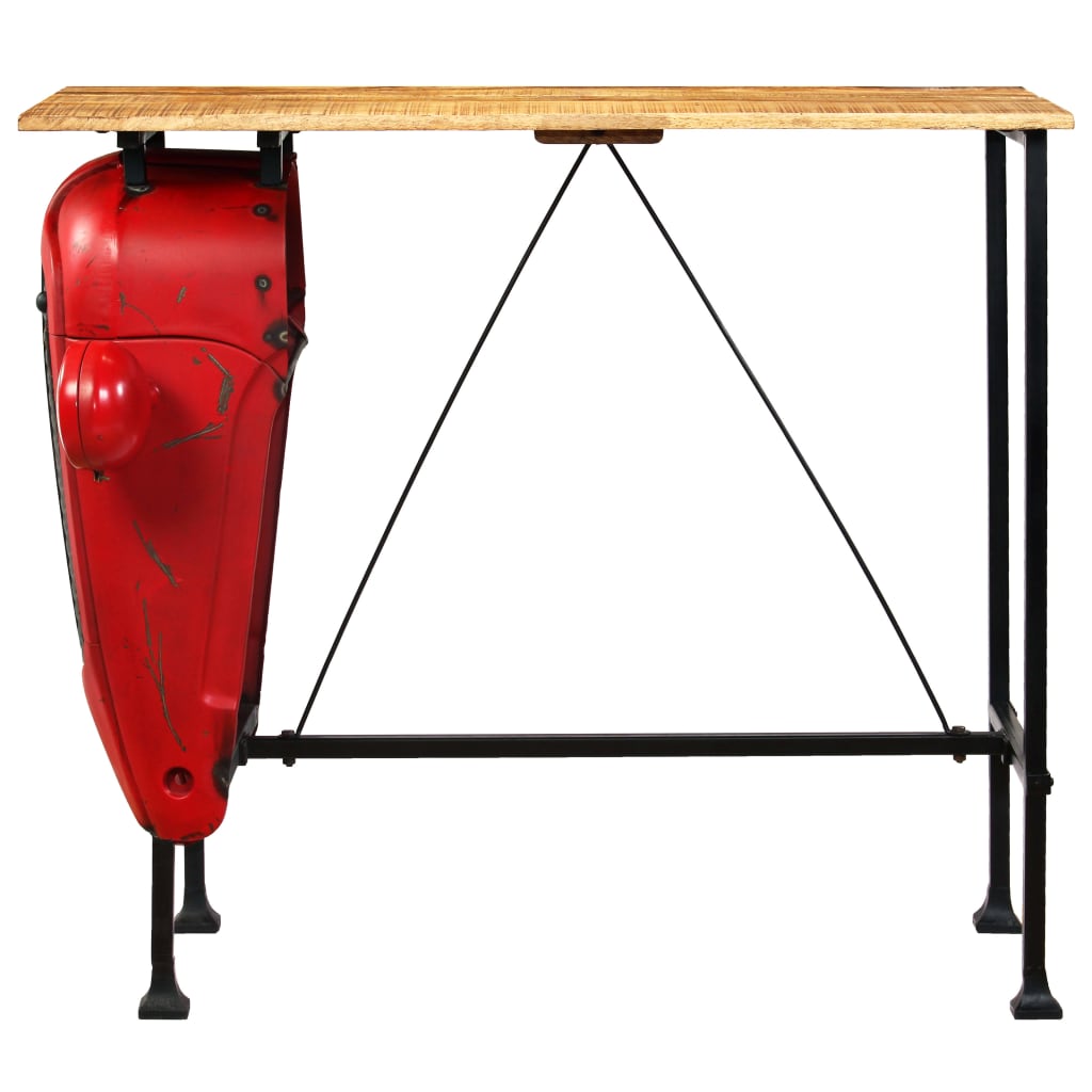 vidaXL Mesa bar trator madeira mangueira maciça 60x120x107 cm vermelho