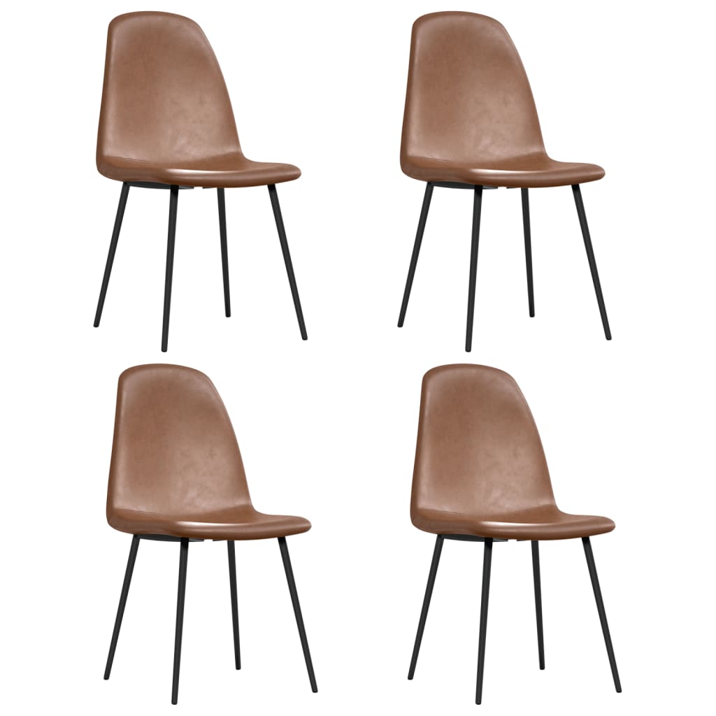 vidaXL Cadeiras de jantar 4 pcs couro artificial castanho-brilhante