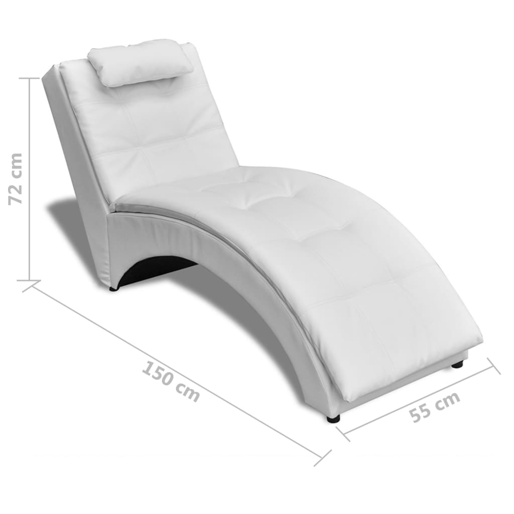 vidaXL Chaise longue com almofada couro artificial branco