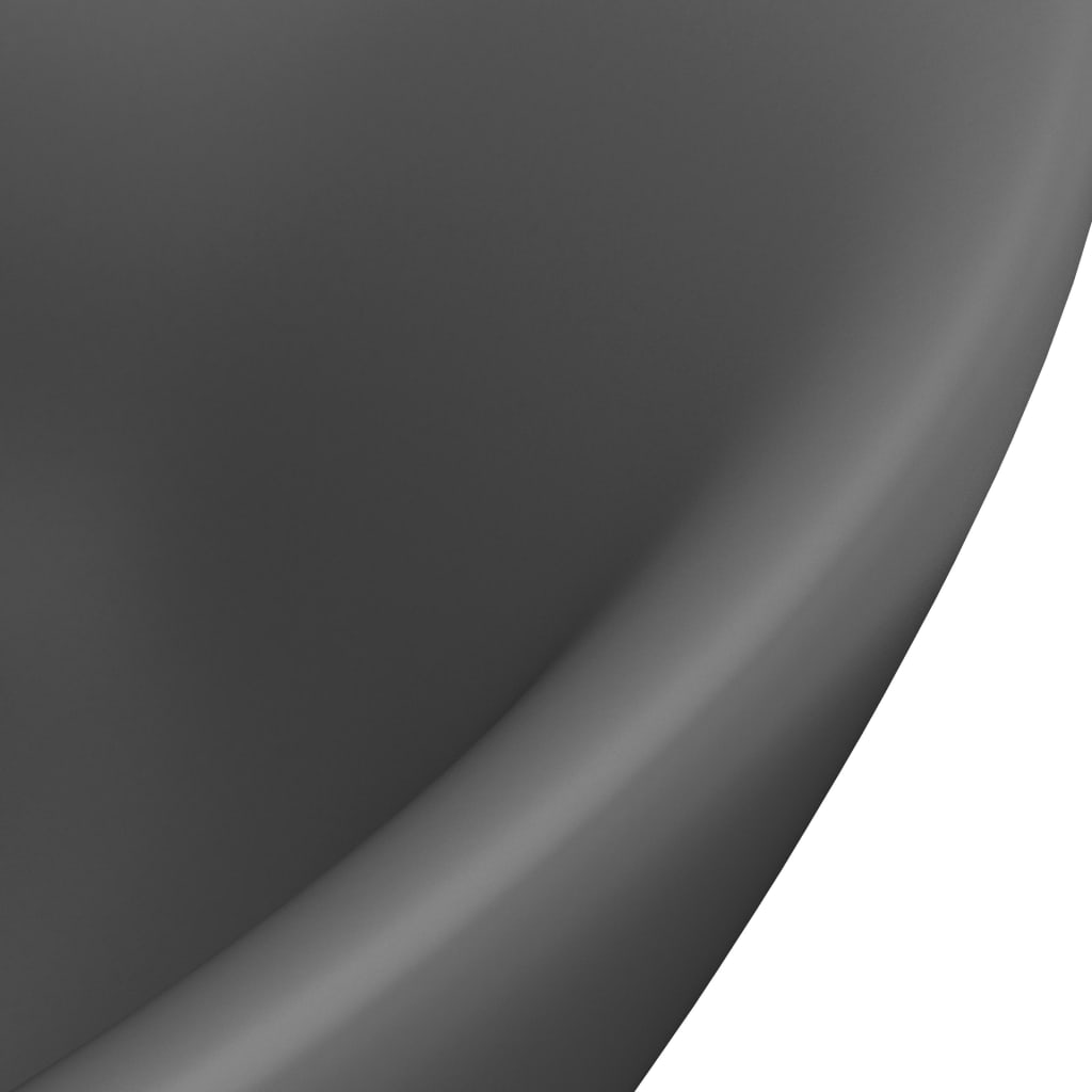 vidaXL Lavatório luxuoso oval 58,5x39 cm cerâmica cinza-escuro mate