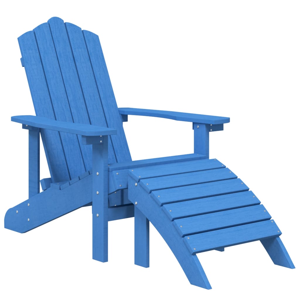 vidaXL Cadeira de jardim Adirondack com banco de pés PEAD ciano