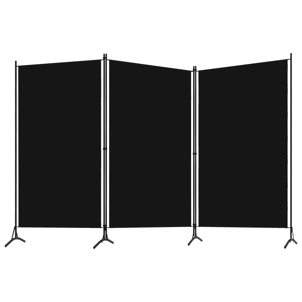 vidaXL Divisória de quarto com 3 painéis 260x180 cm preto