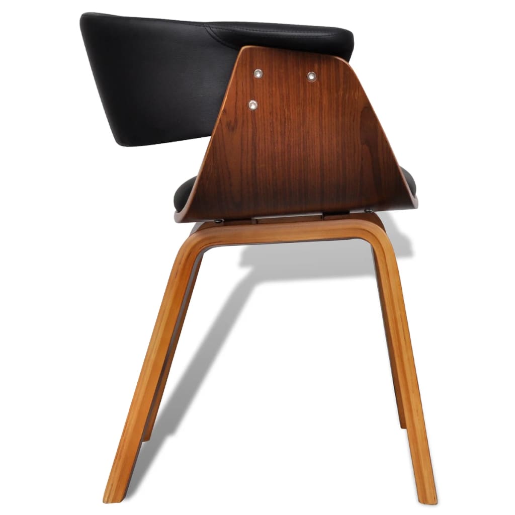 vidaXL Cadeira de jantar madeira curvada e couro artificial