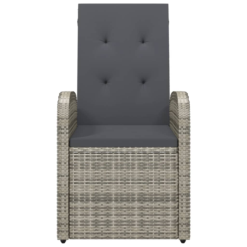 vidaXL Cadeiras jardim reclináveis 2 pcs + almofadões vime PE cinzento