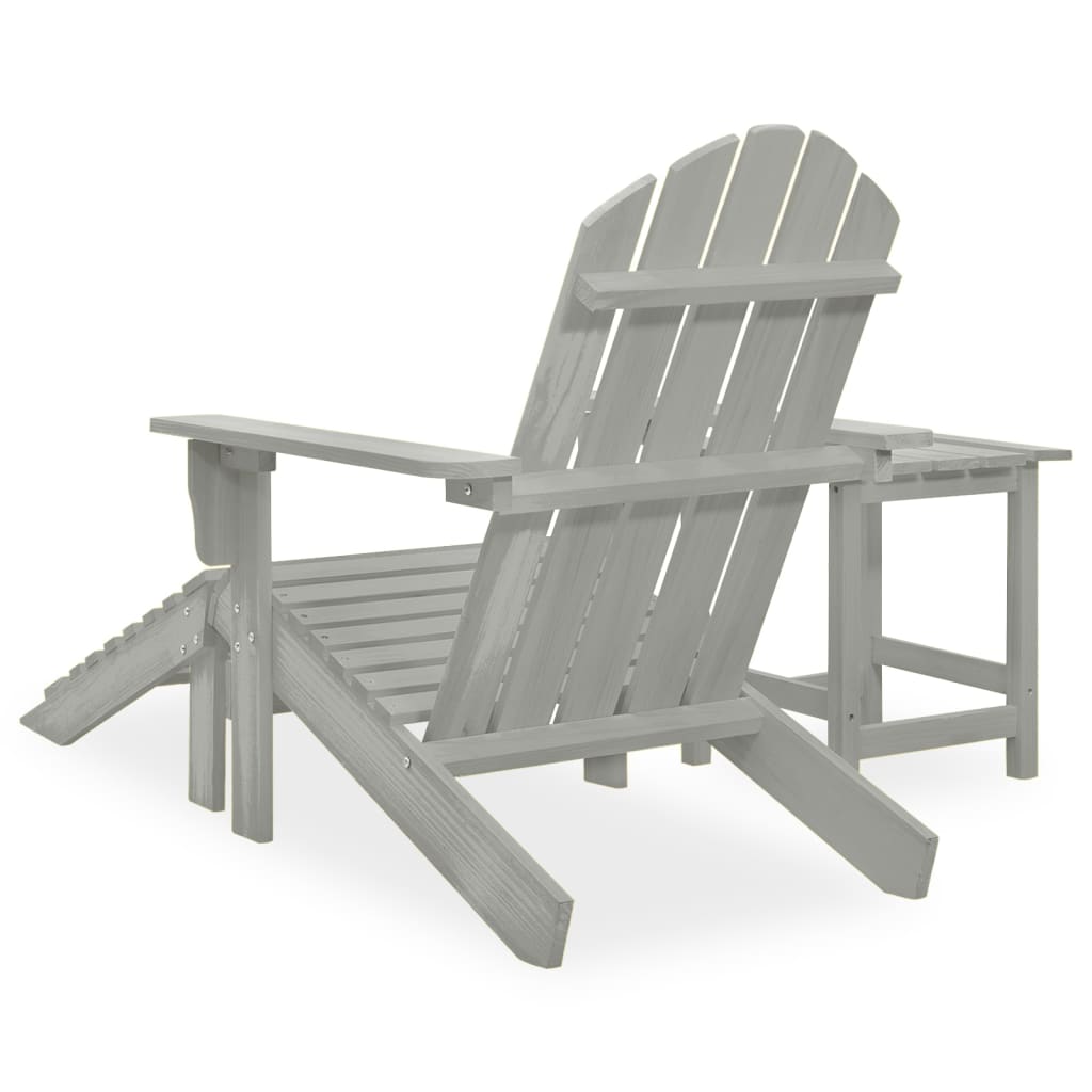 vidaXL Cadeira de jardim Adirondack c/ otomano e mesa abeto cinzento