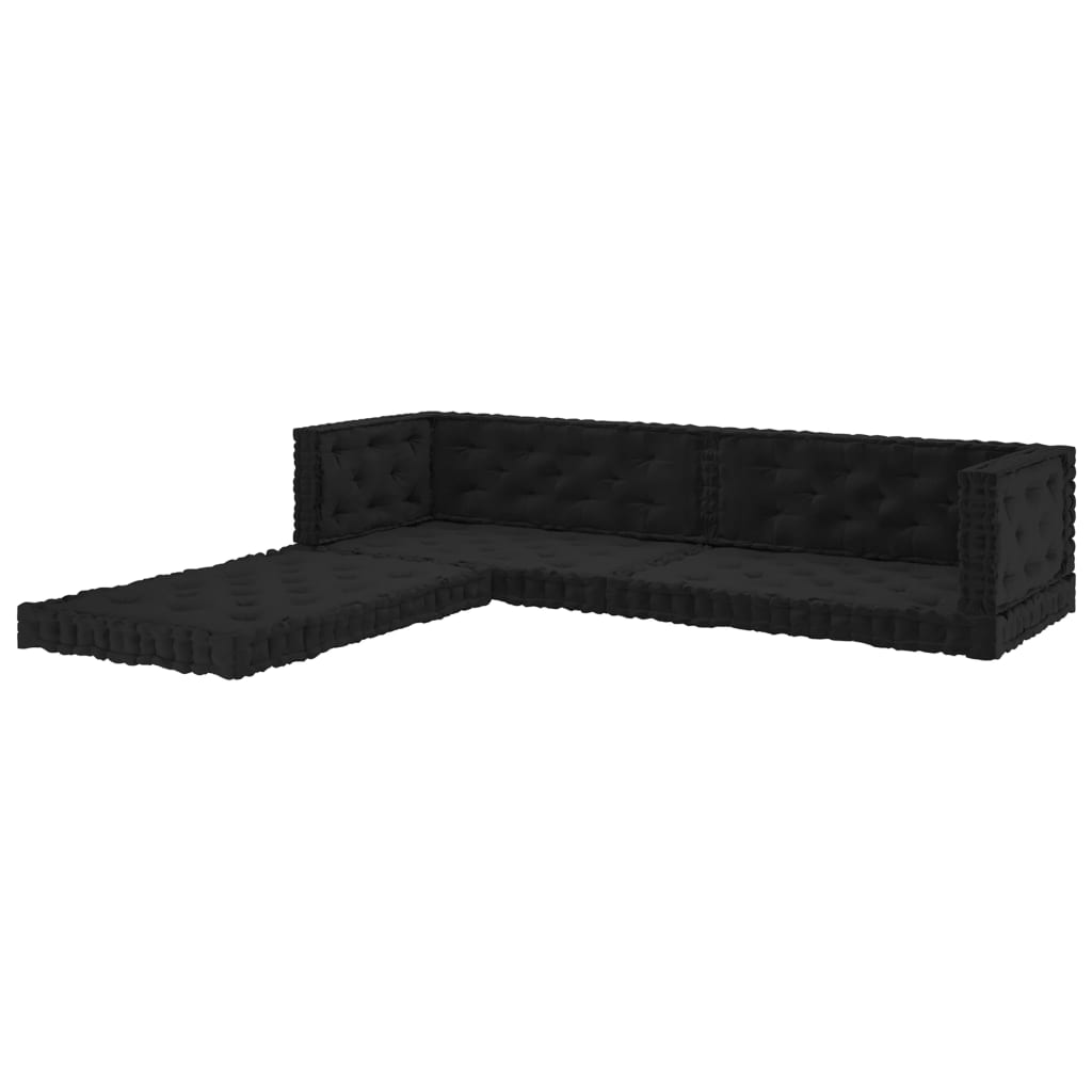 vidaXL Almofadões para sofá de paletes 7 pcs algodão preto