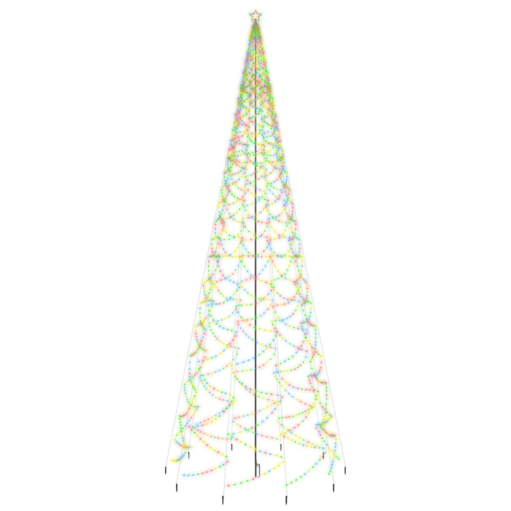 vidaXL Árvore de Natal com espigão 3000 luzes LED 800 cm colorido