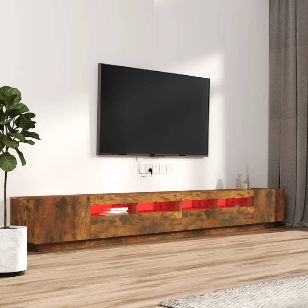 vidaXL Conjunto móveis de TV 3pcs c/ LEDs madeira carvalho fumado