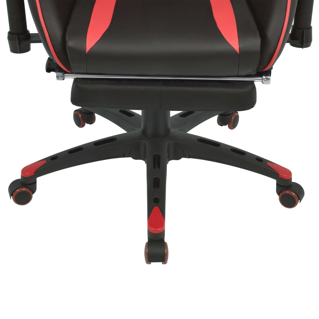 vidaXL Cadeira escritório reclin. estilo corrida c/ apoio pés vermelho