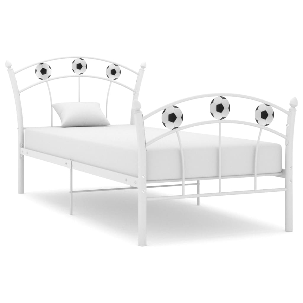 vidaXL Estrutura de cama com design de futebol 90x200 cm metal branco