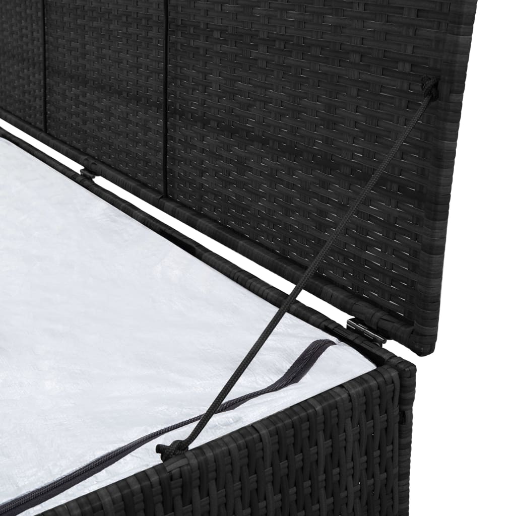 vidaXL Caixa de arrumação para jardim 150x50x60 cm vime PE preto