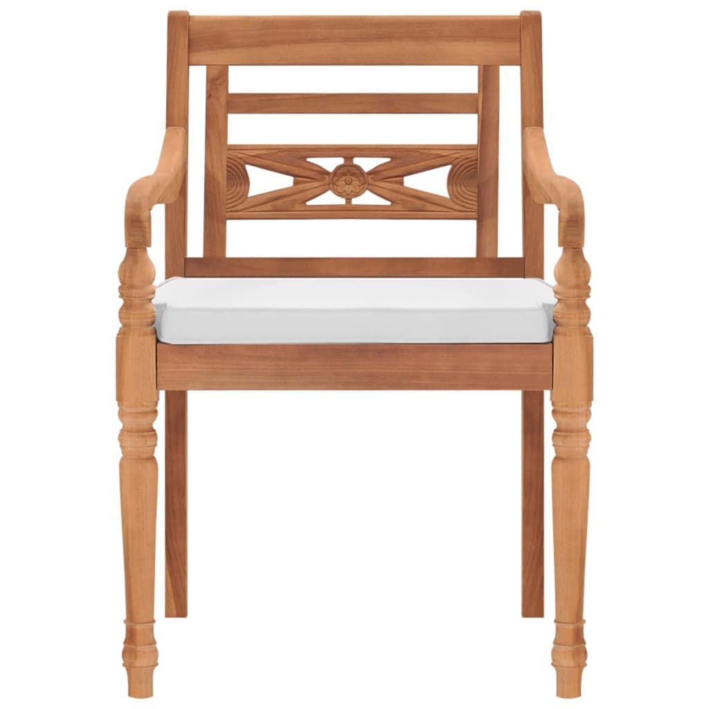 vidaXL Cadeiras Batávia 2 pcs com almofadões madeira teca maciça