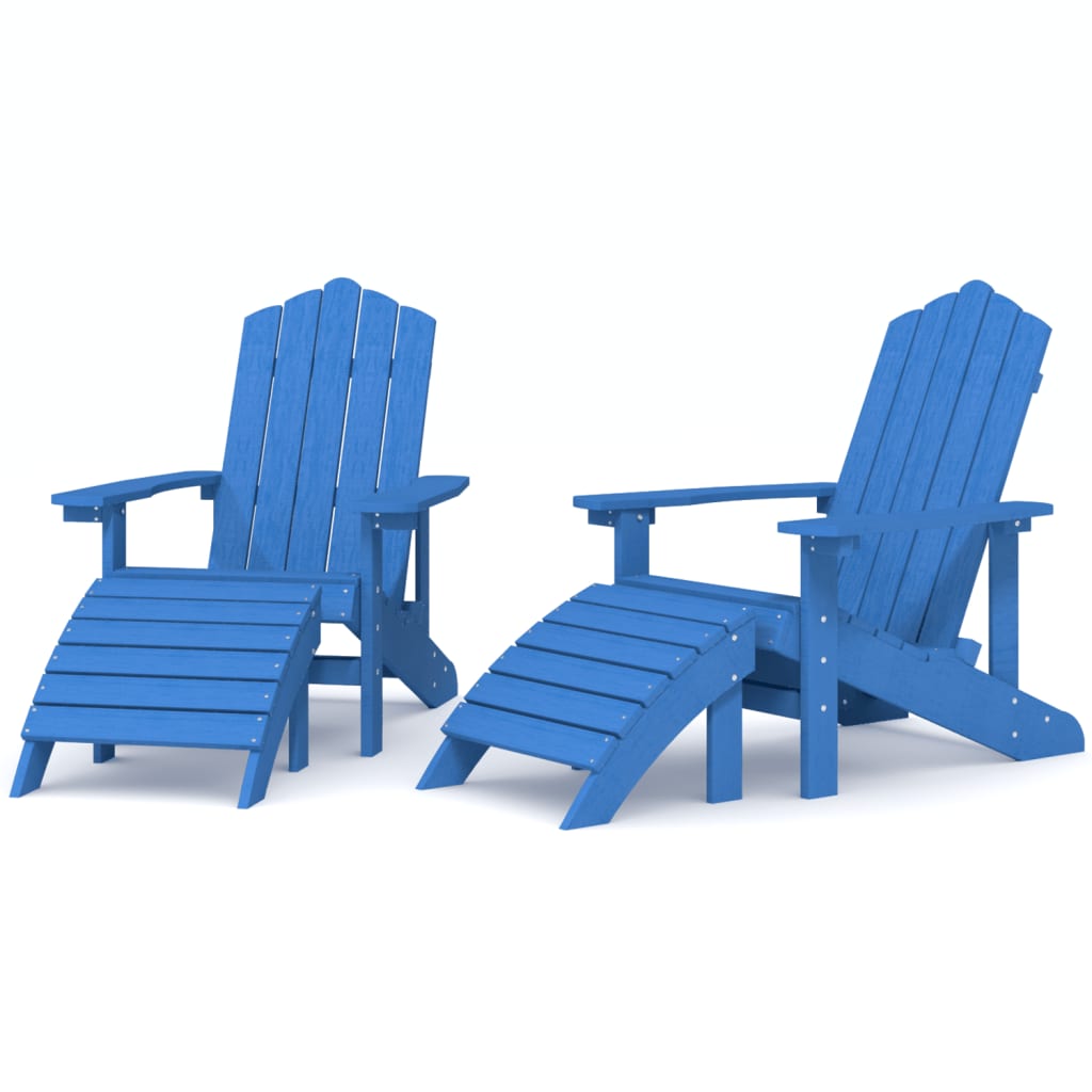 vidaXL Cadeiras jardim Adirondack c/ apoio de pés 2 pcs PEAD ciano