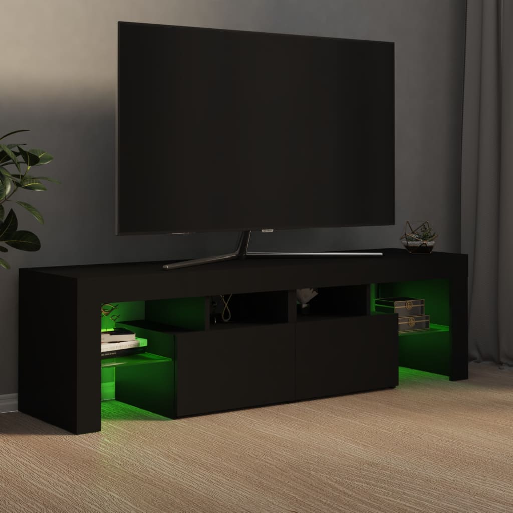 vidaXL Móvel de TV com luzes LED 140x36,5x40 cm preto